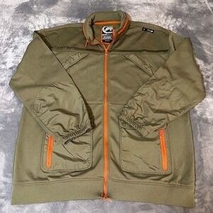 Ecko Unlimited Mens 3X Large Olive Green Orange Zip Up Track Jacket Cotton Blend